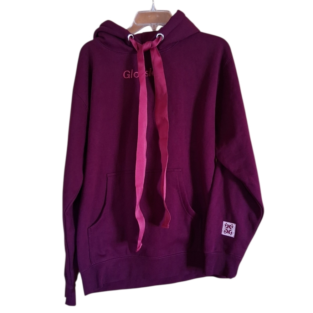 Glossier Limited Edition Satin Ribbon Sweatshirt Hoodie Purple Size Medium